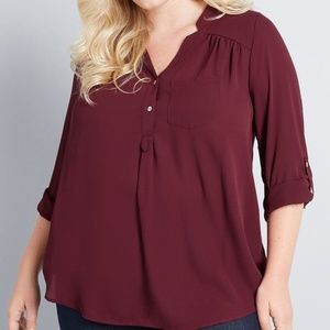 EUC Pam Breeze-ly Long Sleeve Tunic in Burgundy--L